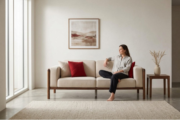 Sofa 2 Sitzer Zweisitzer Modern Stoff Sofas Design Wohnzimmer Neu Weiß