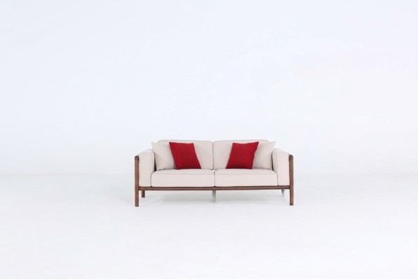 Sofa 2 Sitzer Zweisitzer Modern Stoff Sofas Design Wohnzimmer Neu Weiß