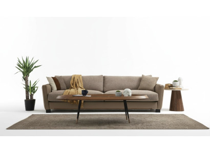 Sofa 4 Sitzer Viersitzer Modern Stoff Beige Sofas Design Wohnzimmer 