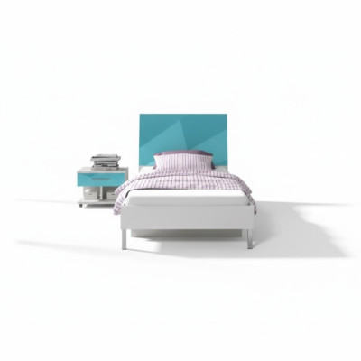 Bett + Nachttisch - Schlafzimmer Möbel Kinderzimmer Betten Blau 2tlg. Set Neu