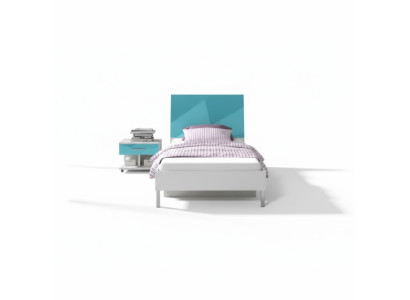 Bett + Nachttisch - Schlafzimmer Möbel Kinderzimmer Betten Blau 2tlg. Set Neu