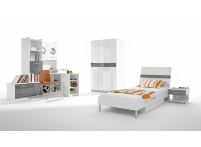 Graues Kinderzimmer Komplett Einzelbett Kleiderschrank Kommode 5tlg Jugendzimmer