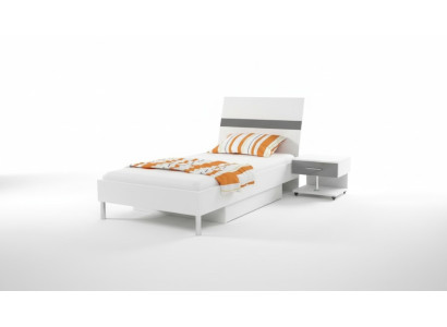 Bett + Nachttisch Schlafzimmer Jugendzimmer Kinderzimmer Set Möbel Schwarz 2tlg.