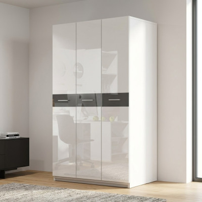 Schrank Schränke Kleiderschrank Hochglanz Kleiderschränke Kinderzimmer Grau Neu
