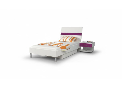 Bett + Nachttisch Schlafzimmer Jugendzimmer Kinderzimmer Set Möbel Lila 2tlg.