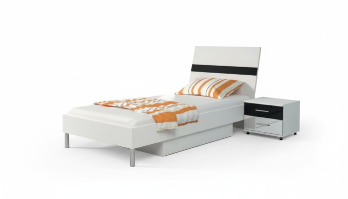 Bett + Nachttisch - Schlafzimmer Möbel Kinderzimmer Betten Schwarz 2tlg. Set Neu