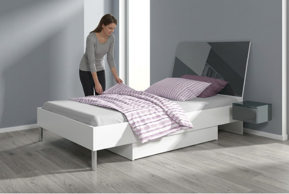 Kinderzimmer Bett Schlafzimmer Betten Einzelbett Single Jugendzimmer Grau Holz