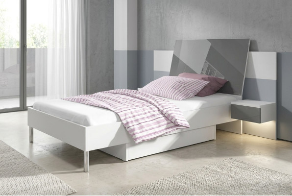 Kinderzimmer Bett Schlafzimmer Betten Einzelbett Single Jugendzimmer Grau Holz