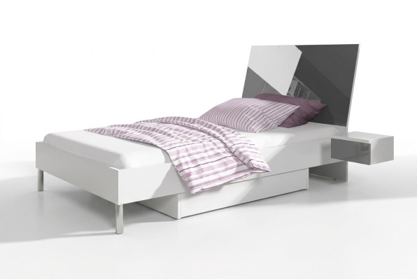Kinderzimmer Bett Schlafzimmer Betten Einzelbett Single Jugendzimmer Grau Holz