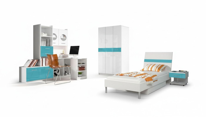 Kinderzimmer Turkis Modern Schrank Kommode Holz Tisch Schlafzimmer Jugend 5tlg