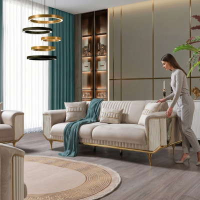 Polster Designer Möbel Dreisitzer Sofa 3 Sitzer Sofas Luxus Textil