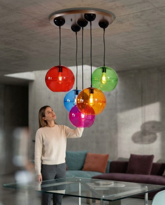 Design Leuchte Decken Lampen Modern Silber Wandleuchte Luster Bunt Kronleuchter