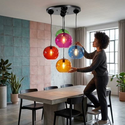 Design Leuchte Kronleuchter Decken Lampen Modern Silber Wandleuchte Luster Bunt