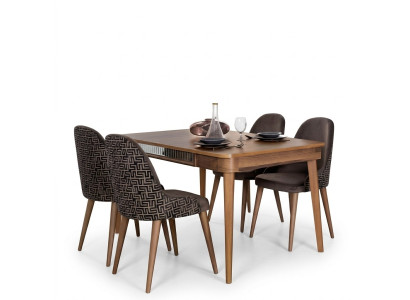 Tisch Design Stühle 5tlg Esszimmer Holz Tische Essgruppe Set Stuhl Gruppe Neu