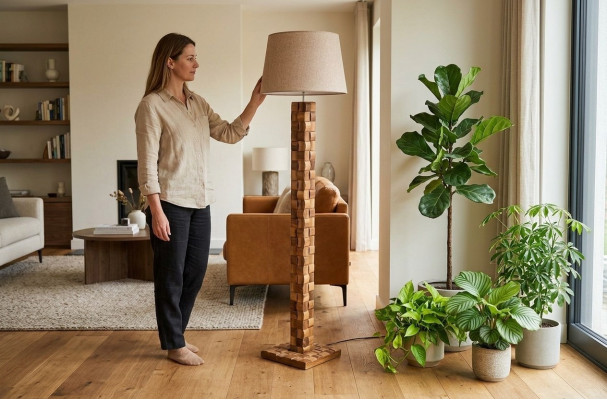 Stehleuchte Stehlampe Stand Steh Leuchten Lampen Braun Modern Lampe Möbel Neu