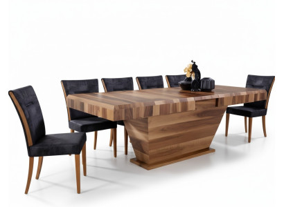 Tisch + 6Stuehle Set Garnitur Polster 7tlg Neu Designer Holz Ess Wohn Zimmer Set