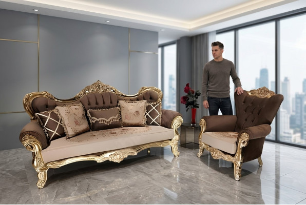 Klassische Sofagarnitur Couch Wohnzimmer Möbel einrichtung 3+1 Sitz Sofa