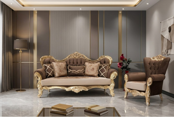 Klassische Sofagarnitur Couch Wohnzimmer Möbel einrichtung 3+1 Sitz Sofa