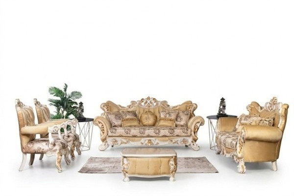 Klassische Sofagarnitur 4tlg. Set Barock Rokoko Luxus Möbel Couch Sofa
