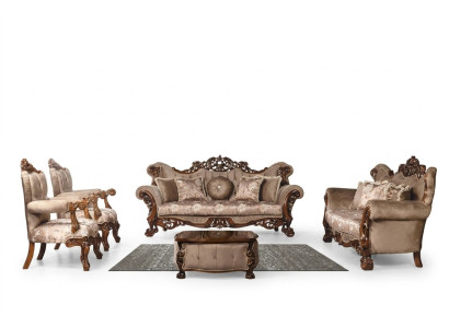 Klassische Wohnzimmer Sofagarnitur Polster Set Samt 5tlg. Couch Sofa