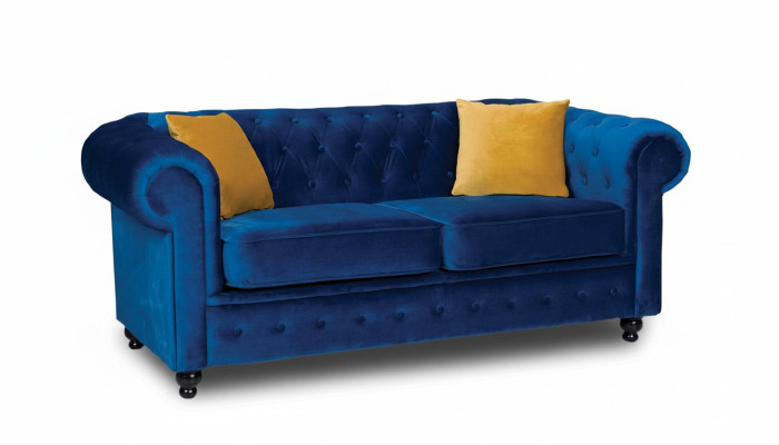 Blaue Wohnzimmer Couch Polster Möbel Zweisitzer Couchen Sofas Stoff Textil