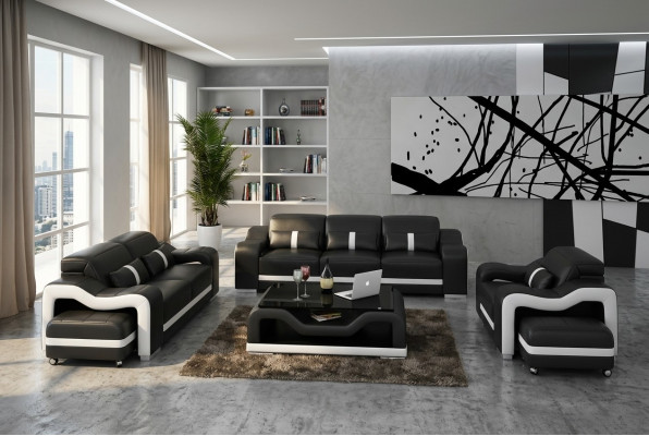 Design Sofagarnitur Couch Polster Sofas Leder Modern 3+1 Sitzer Komplett Set Neu