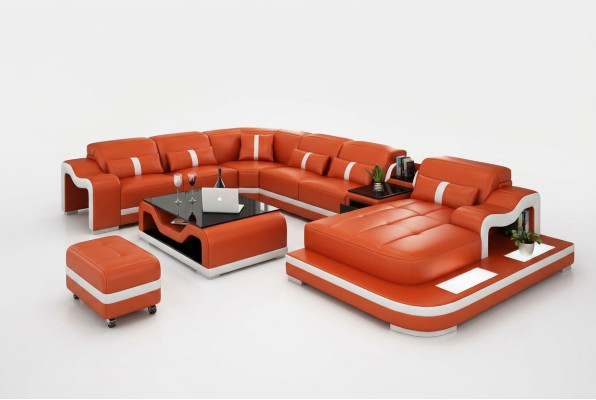 XXL Wohnlandschaft Ecksofa Polster Eckgarnitur Eckcouch Sofa Polster Sitz Ecke
