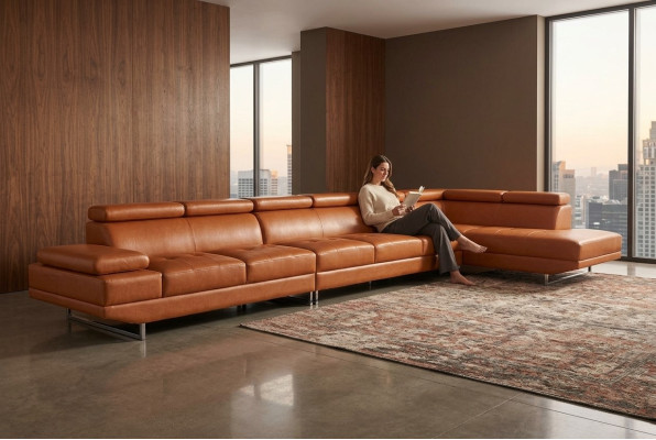 XXL Loung Dream Sofa Couch Polster Sitz Garnitur Wohnlandschaft Leder Ecke +USB