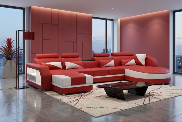 Sofa Ecksofa Design Polster Eckcouch Eckgarnitur Wohnlandschaft Couch UForm +USB