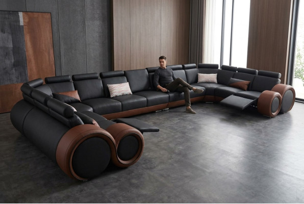 XXL Couch Big Ecksofa Leder Eckgarnitur Ecke Landschaft Polster Wohn U Form +USB