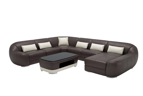 Modernes Ledersofa Ecksofa Wohnlandschaft Sitz Polster Couch Garnitur Fellen