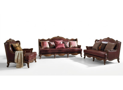Sofagarnitur 3+2+1 Sitzer Sofa Sitz Garnitur Kolonial Möbel Braun
