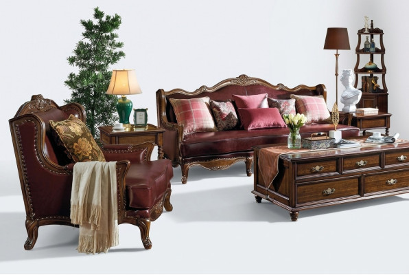 Klassische Ledergarnitur Chesterfield Barock Rokoko Sofagarnitur 3+1