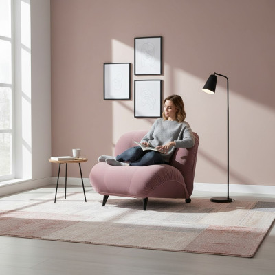 Sessel Einsitzer Luxus Polster Möbel Wohnzimmer Einsitzer Sessel Textil Lounge
