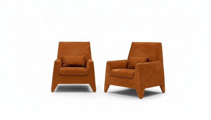 Sessel Sitz Modern Design Wohnzimmer Polster Einsitzer Textil Braun Stil Luxus