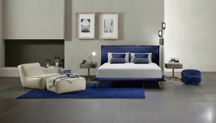 Doppelbett Betten Bettrahmen Bett Holz Schlafzimmer Blau Klassisch Prianera Neu