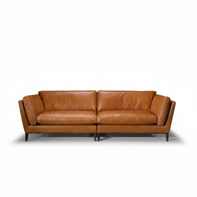 Sofa 3 Sitzer Braun Luxus Design Möbel Wohnzimmer Möbel Leder Prianera Stil Neu