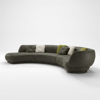 Rundsofa Eckcouch 6 Sitzer Couch Sofa Leder Luxus Möbel Wohnzimmer