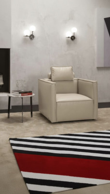 Sessel Einsitzer Luxus 1 Sitz Polster Sitz Design Beige Sitz Leder Prianera Neu