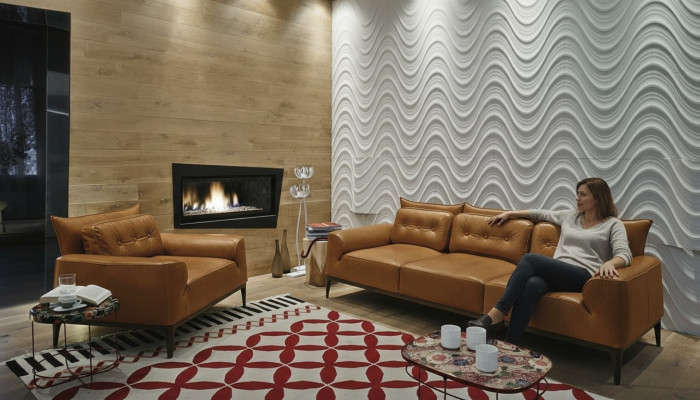 Garnitur Sessel Sofas Sofagarnitur 3+1 Sitzer Braun Wohnzimmer Polster