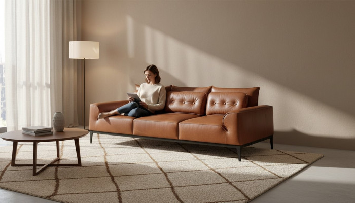 Dreisitzer Sofa 3 Sitzer Sofas Luxus Sitz Leder Prianera Stil Couchen Möbel