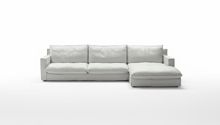Ecksofa Leder L-Form Couch Eck Luxus Design Polster Weiß Wohnzimmer PRIANERA