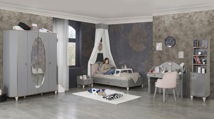 Kinderzimmer Möbel 5tlg Set Design Bett Nachttisch Kleiderschrank 