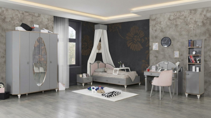 Kinderzimmer Möbel 5tlg Set Design Bett Nachttisch Kleiderschrank 