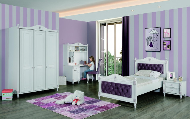Kinderzimmer Set Möbel Bett Nachttisch Kleiderschrank Möbel Set 4tlg