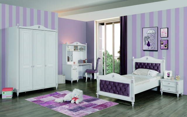 Kinderzimmer Set Möbel Bett Nachttisch Kleiderschrank Möbel Set 4tlg