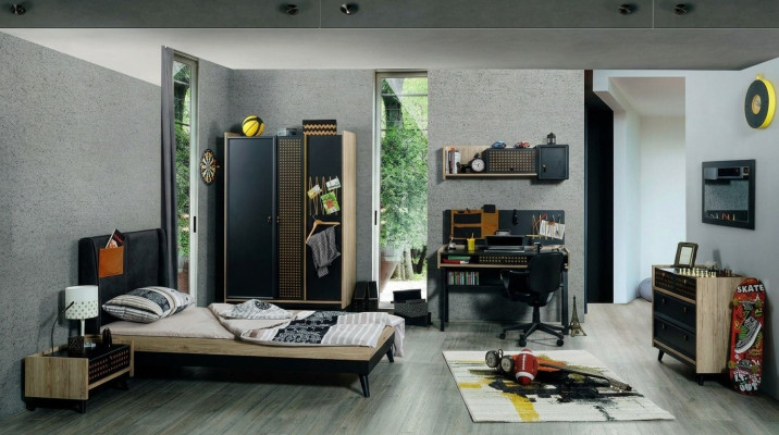 Kinderzimmer Set Bett Nachttisch Kleiderschrank Kommode Schlafzimmer 6tlg.