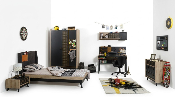 Kinderzimmer Set Bett Nachttisch Kleiderschrank Kommode Schlafzimmer 6tlg.