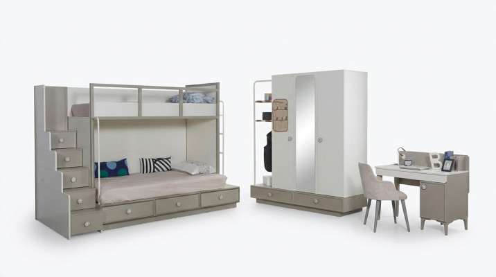 Kinderzimmer Schlafzimmer Set Holz Möbel Etagenbett Hochbett Tisch 3tlg
