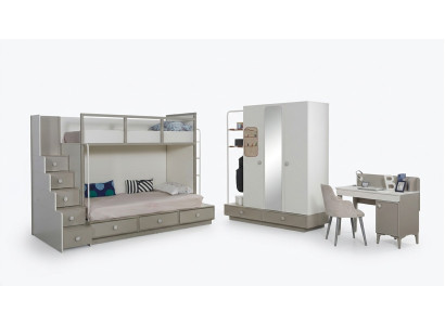 Kinderzimmer Schlafzimmer Set Holz Möbel Etagenbett Hochbett Tisch 3tlg